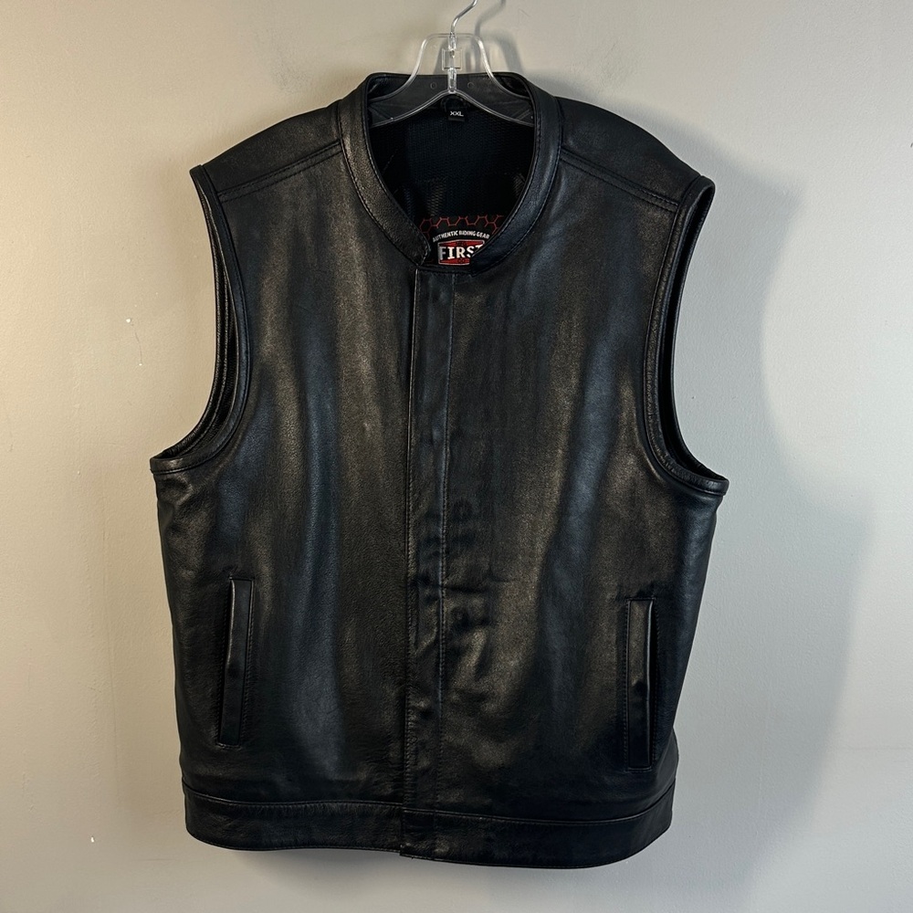 First Mfg Co. Top Rocker Men’s Motorcycle Leather Vest Size XXL